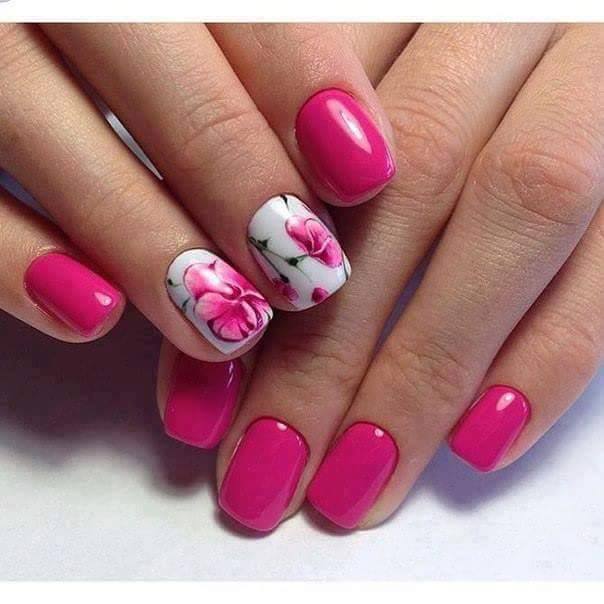 Pink-Floral-Nail-art